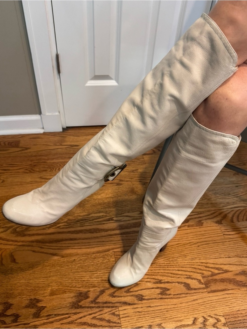 Gianmarco Lorenzi Cream Tall Leather Boots